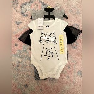 Carter’s 3 piece body suits with pants set. Baby girl 6 months. NWT